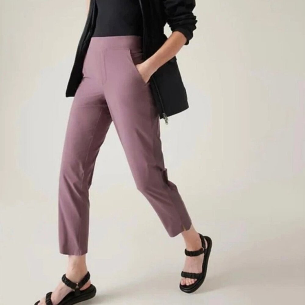 ATHLETA Brooklyn Ankle Pant Damask Mauve Lightweight Pants size 4 Pull On
